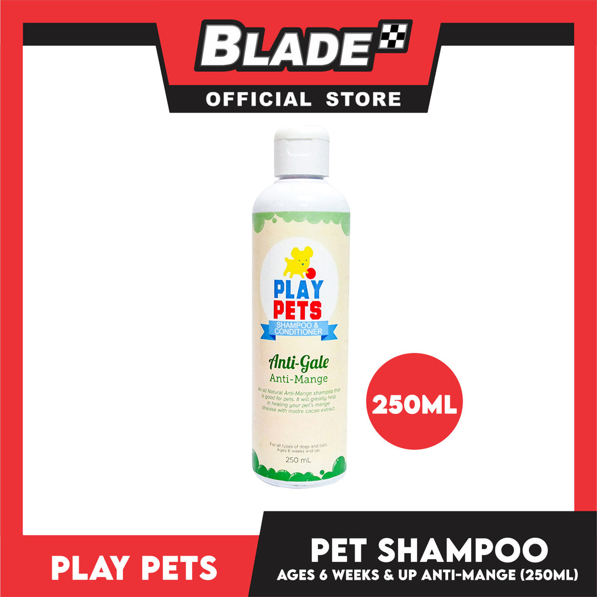 Play Pets Shampoo and Conditioner 250ml For All Types Of Dogs And Cats (Anti-Mange)