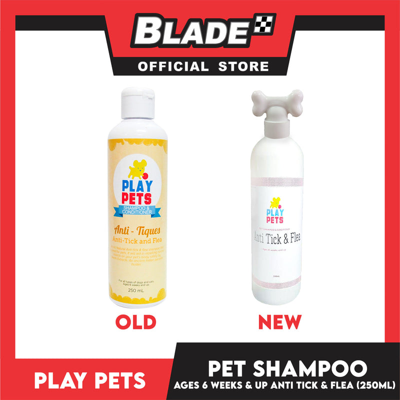 Play Pets Shampoo and Conditioner 250ml For All Types Of Dogs And Cats (Anti-Tick and Flea)