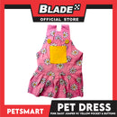 Pet Dress Pink Daisy Jumper with Yellow Pocket and Buttons Perfect Fit for Dogs and Cats (XL)