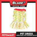 Pet Dress Clothes, Green Polka With Tangerine Collar (small)