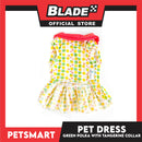 Pet Dress Clothes, Green Polka With Tangerine Collar (XL)