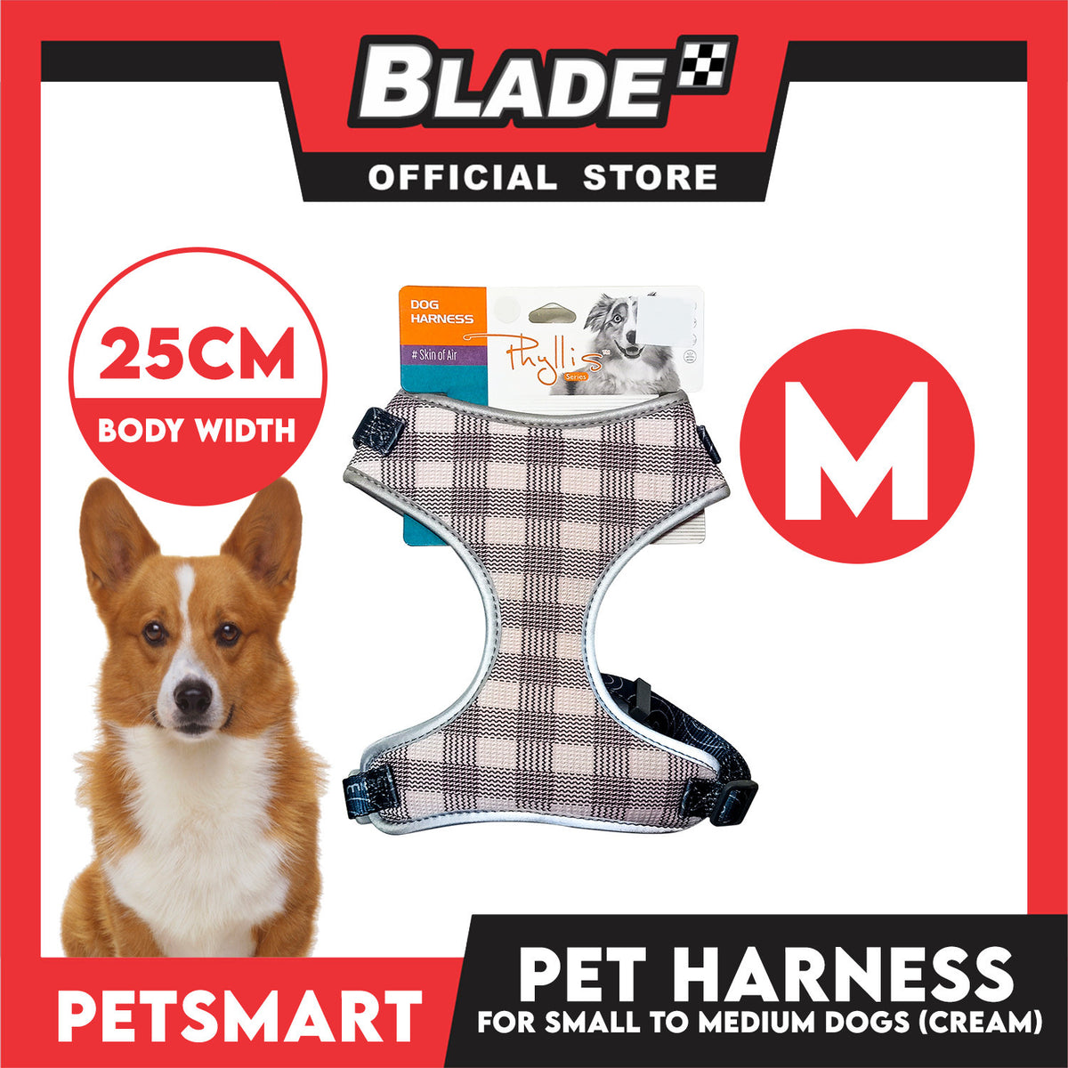 Pet Harness Premium Pattern Design (Cream) for Dogs Medium Size