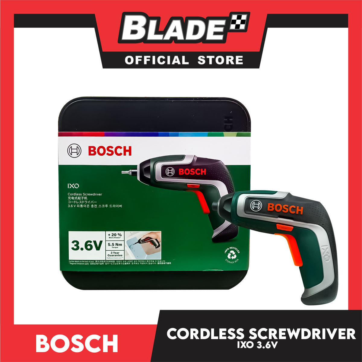 Bosch Cordless Screwdriver IXO 5.5Nm Torque 3.6V Lithium Battery