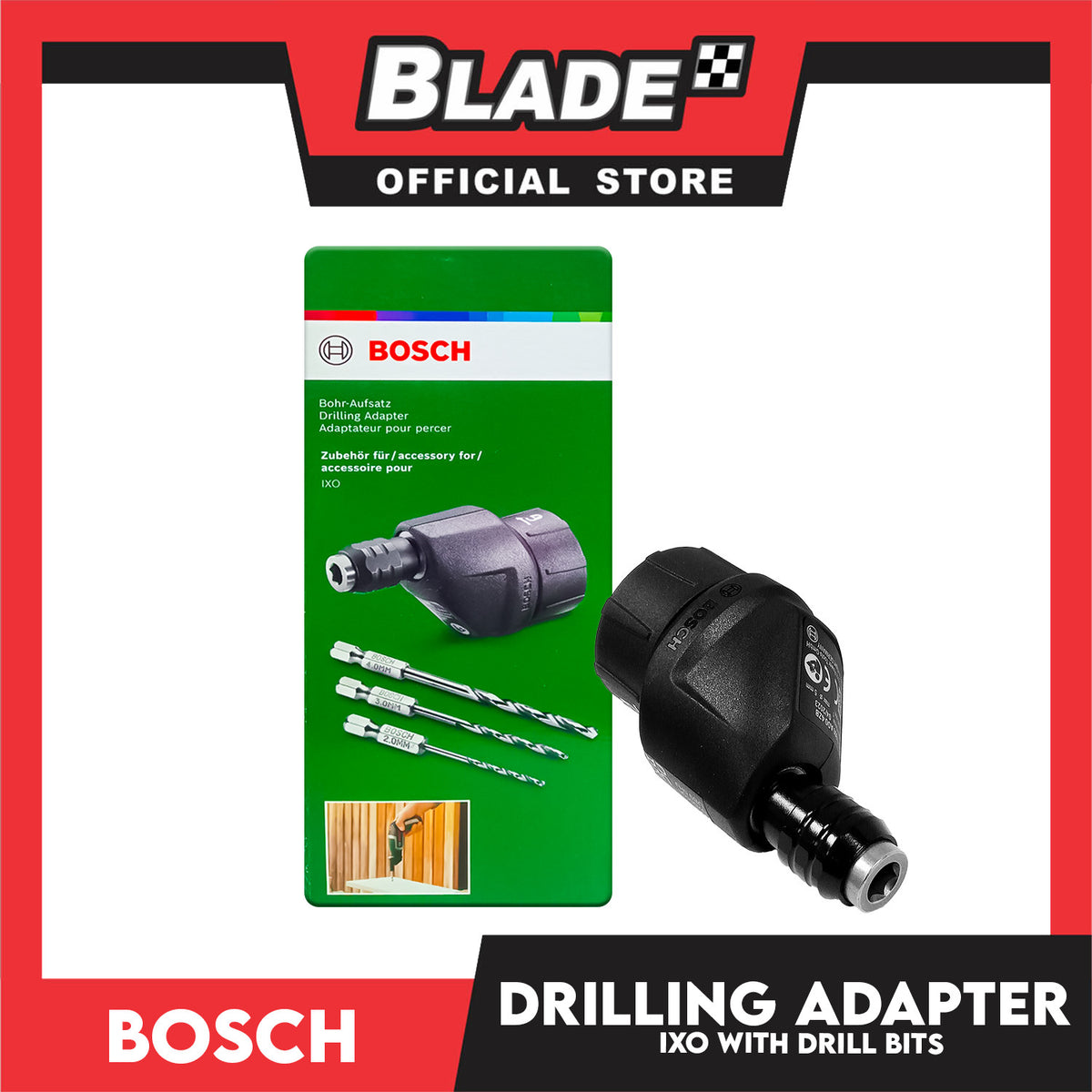 Bosch Drill Adapter IXO 1 600 A00 B9P (With Drill Bits: 2.0mm / 3.0mm / 4.0mm)