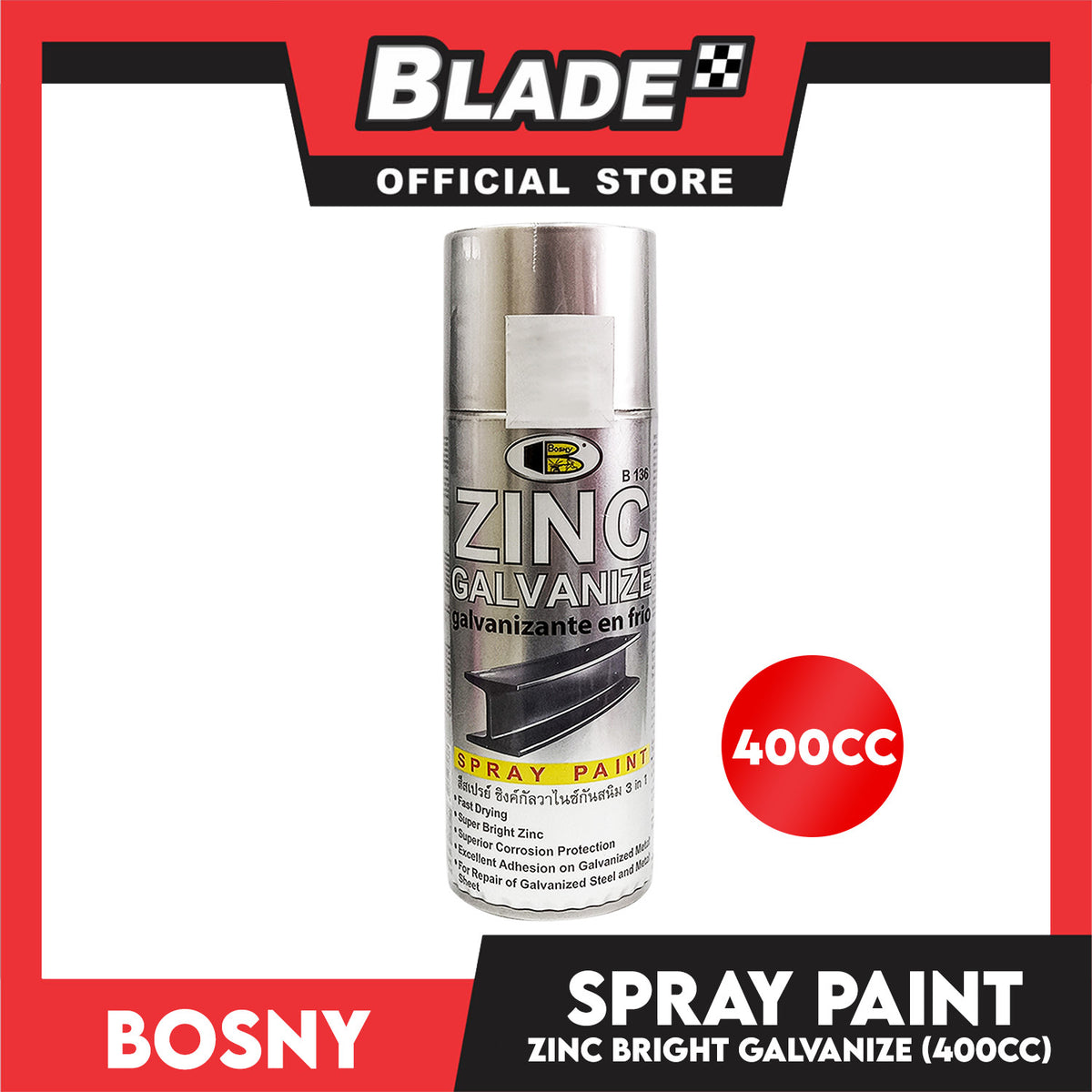 Bosny Zinc Galvanize Spray Paint B136 400CC