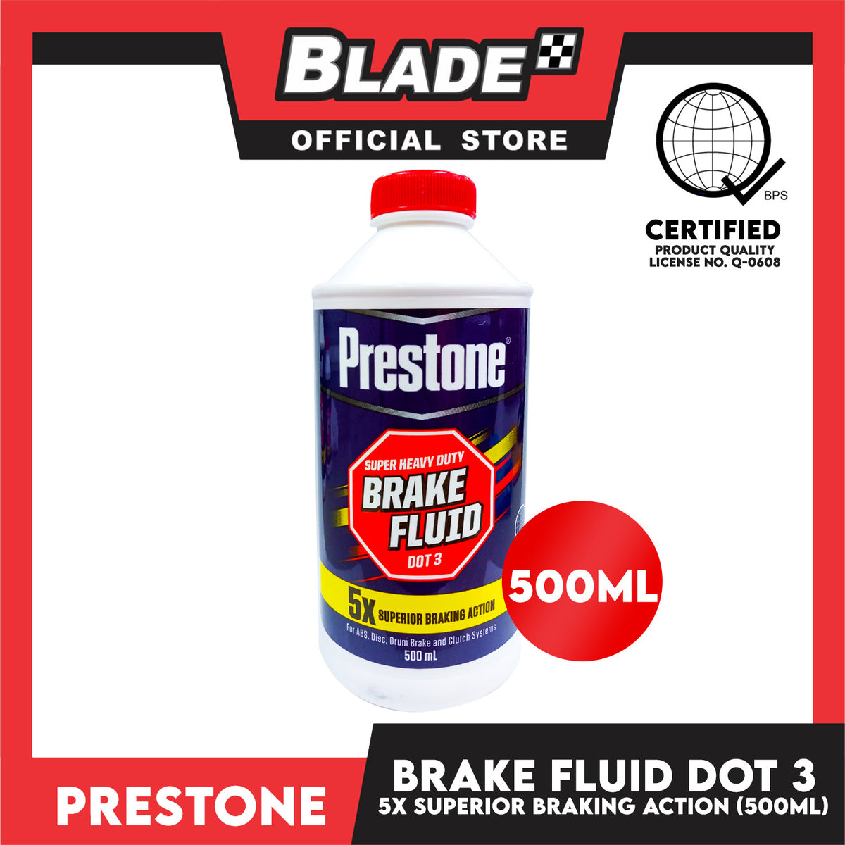 Prestone Super Heavy Duty Brake Fluid DOT3  for Brake and Clutch System 500ml