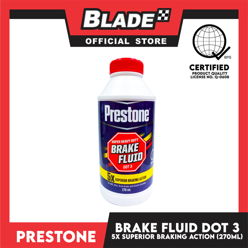 Prestone Super Heavy Duty Brake Fluid DOT3 270mL for Break & Clutch System Superior Braking Action