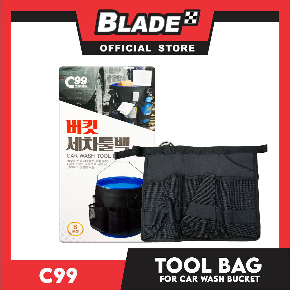 C99 Bucket Car Wash Tool Bag 6 Pockets