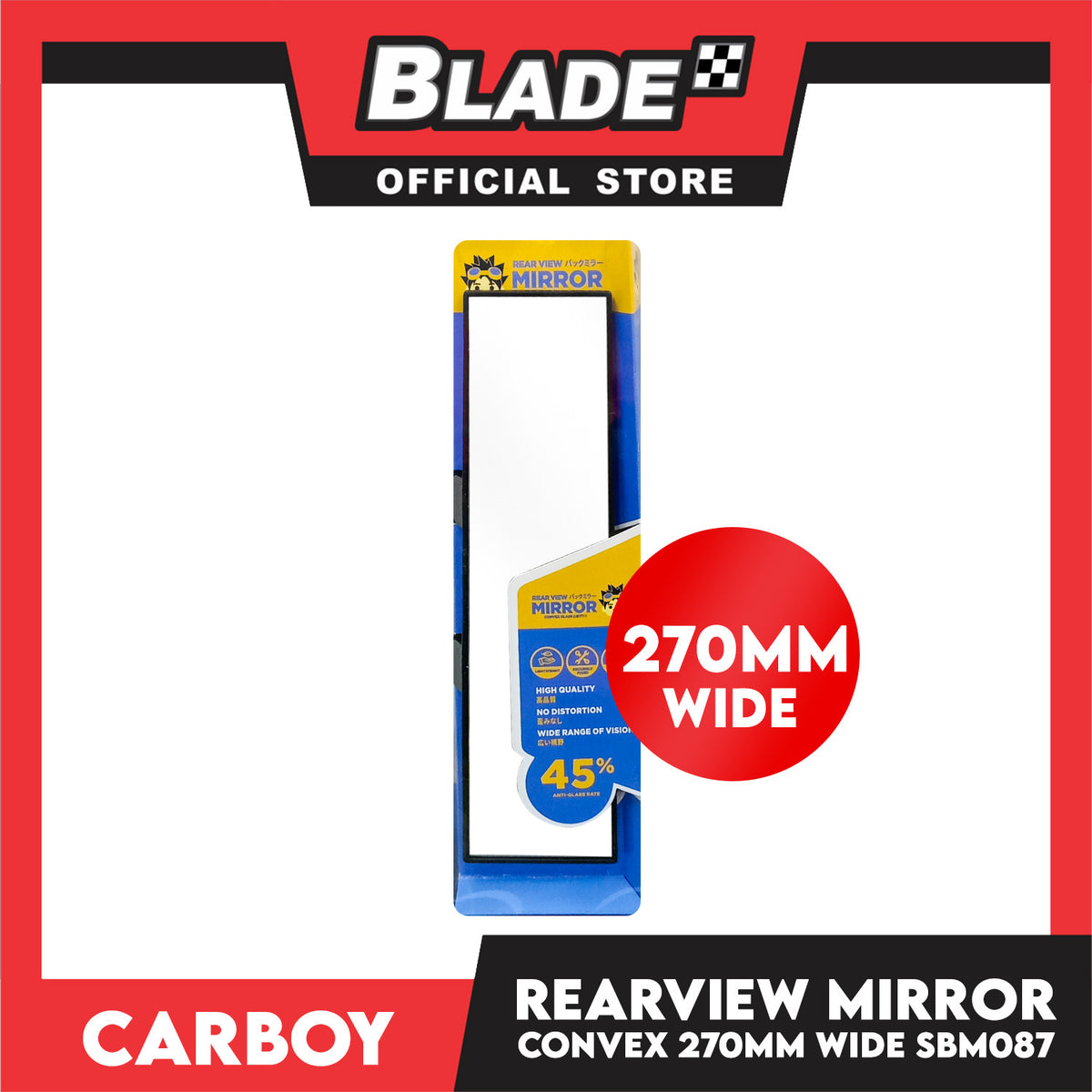 Carboy Rearview Mirror Convex SBM-087 270mm