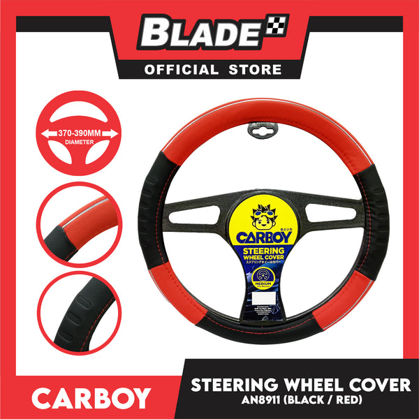 Carboy Steering Wheel Cover AN8911 (Black/Red) for Toyota, Mitsubishi, Honda, Hyundai, Ford and more