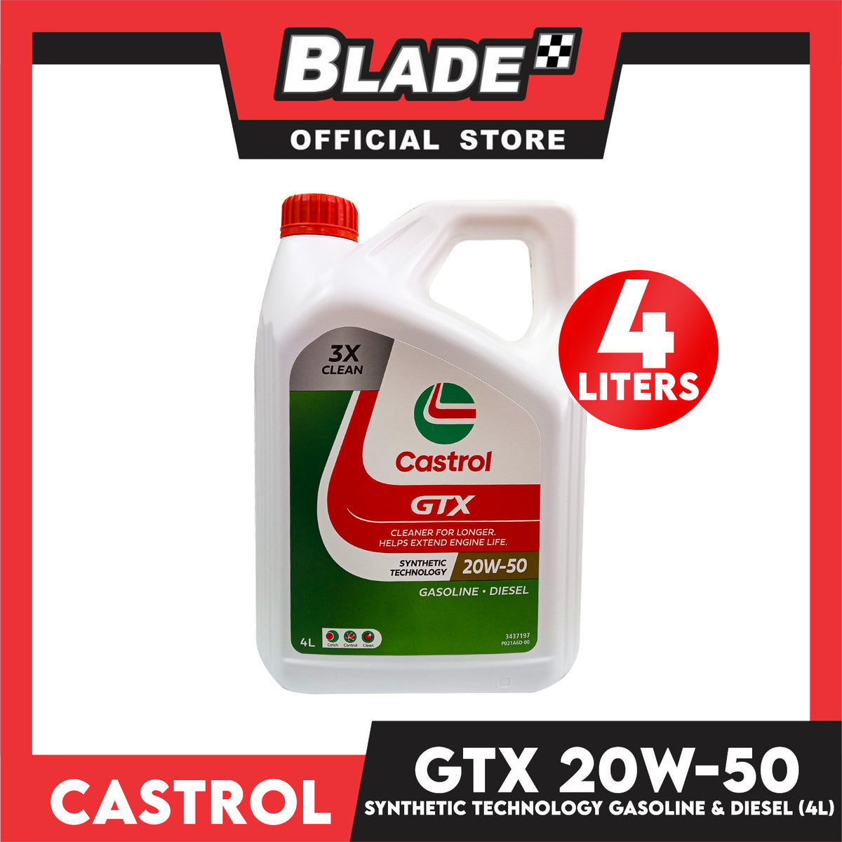 Castrol GTX Synthetic Technology 20W-50 for Gasoline And Diesel 4L