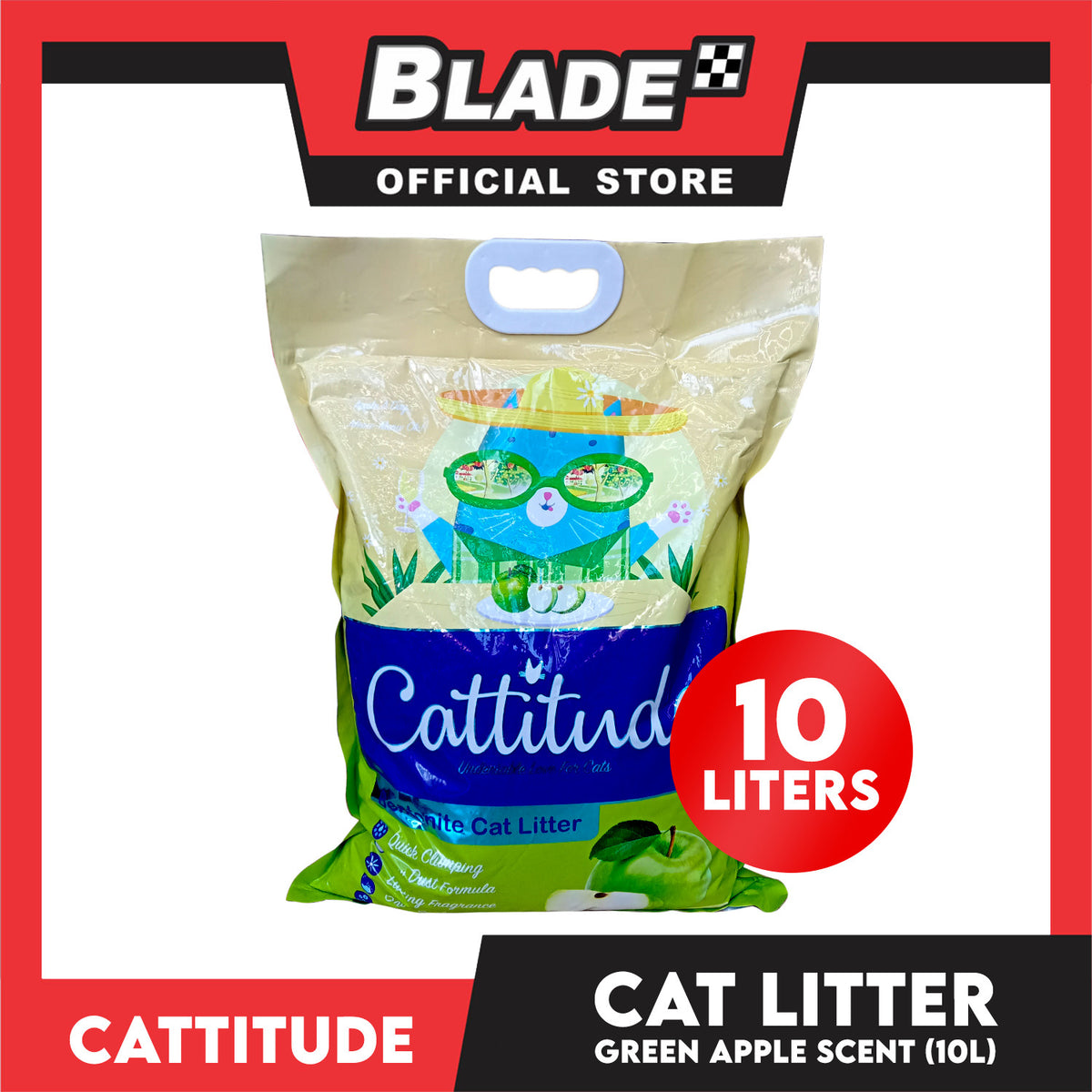 Cattitude Bentonite Cat Litter (Green Apple) Quick Clumping 10 Liters