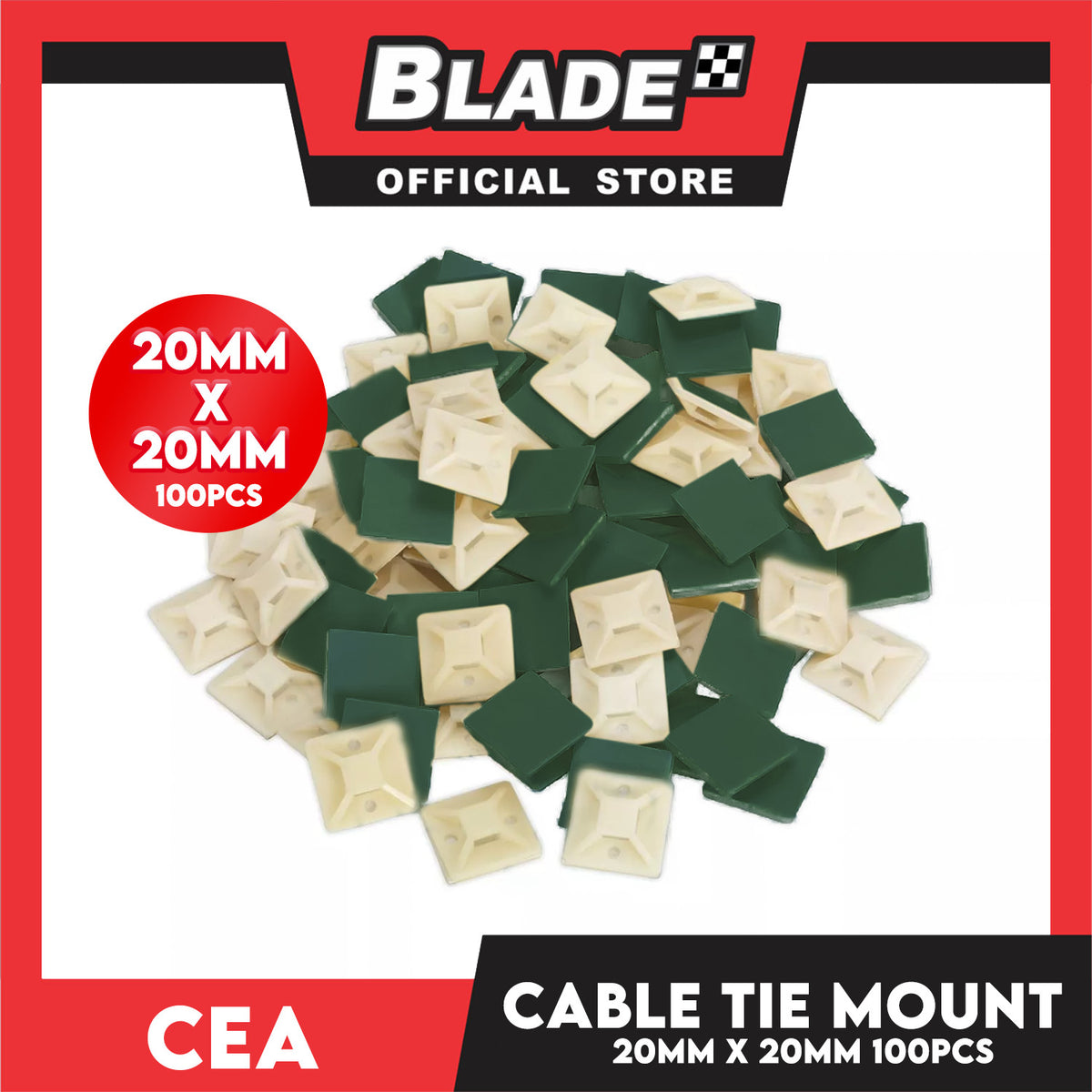 Cea Nylon Cable Tie Mount (20mm x 20mm) 100pcs/Bag