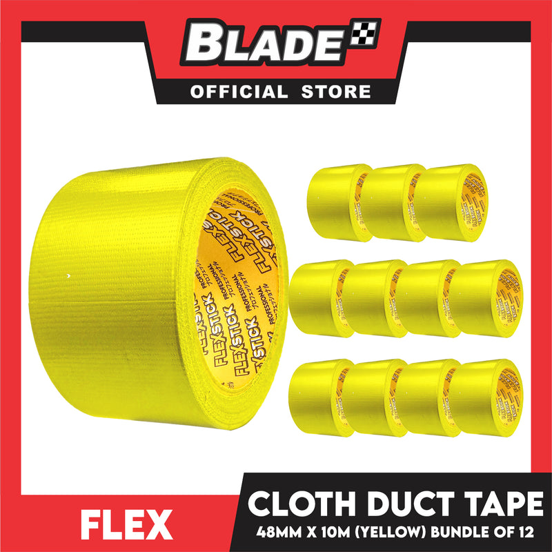 Flex Cloth Duct Tape 48mm x 10m (Yellow) Bundle of 12