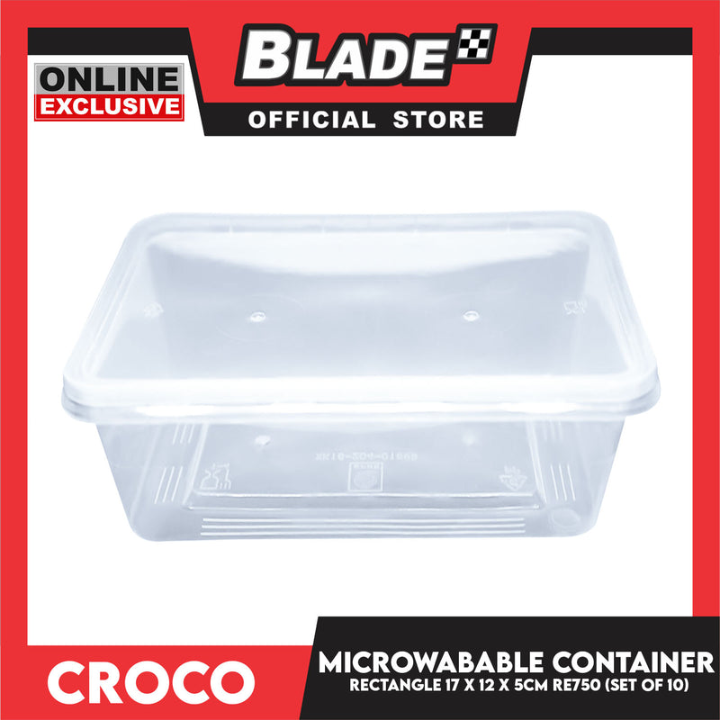 Croco Microwavable Container Rectangular 17x12x5CM RE750 (Set of 10)