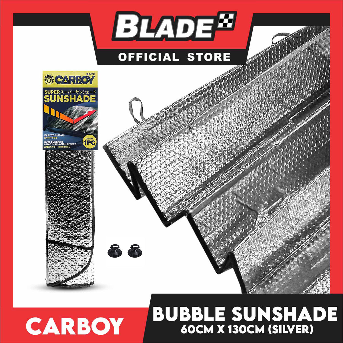Carboy Bubble Type Sunshade (Silver) Universal for Toyota, Mitsubishi, Honda, Hyundai, Ford, Nissan, Suzuki, Isuzu, Kia, MG and more