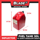 Deflector Fuel Tank with Anti-Child and Safety Nozzle DFT-2520-R 20L (Red) used for Gasoline, Diesel, Kerosene, Engine Oil