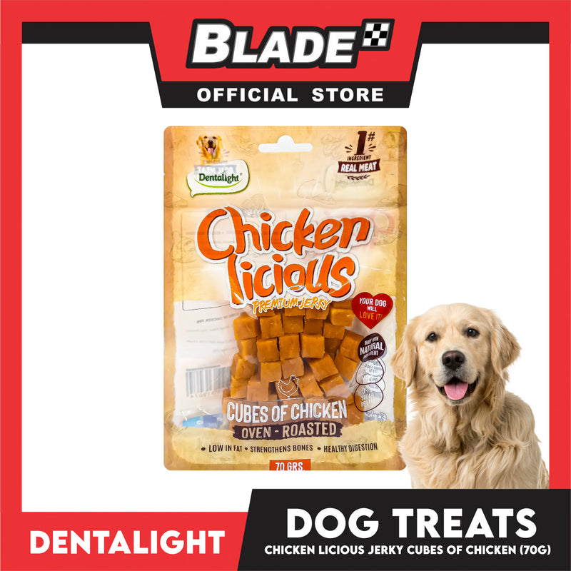 Dentalight Chicken Licious Premium Jerky  (Cubes of Chicken) Oven-roasted 70grams
