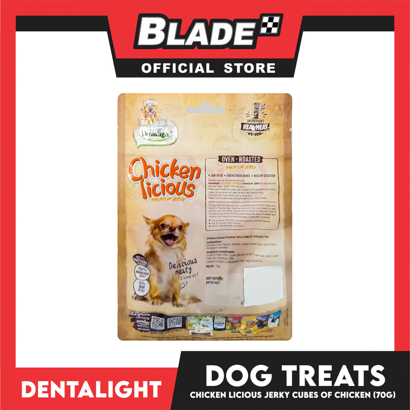 Dentalight Chicken Licious Premium Jerky  (Cubes of Chicken) Oven-roasted 70grams