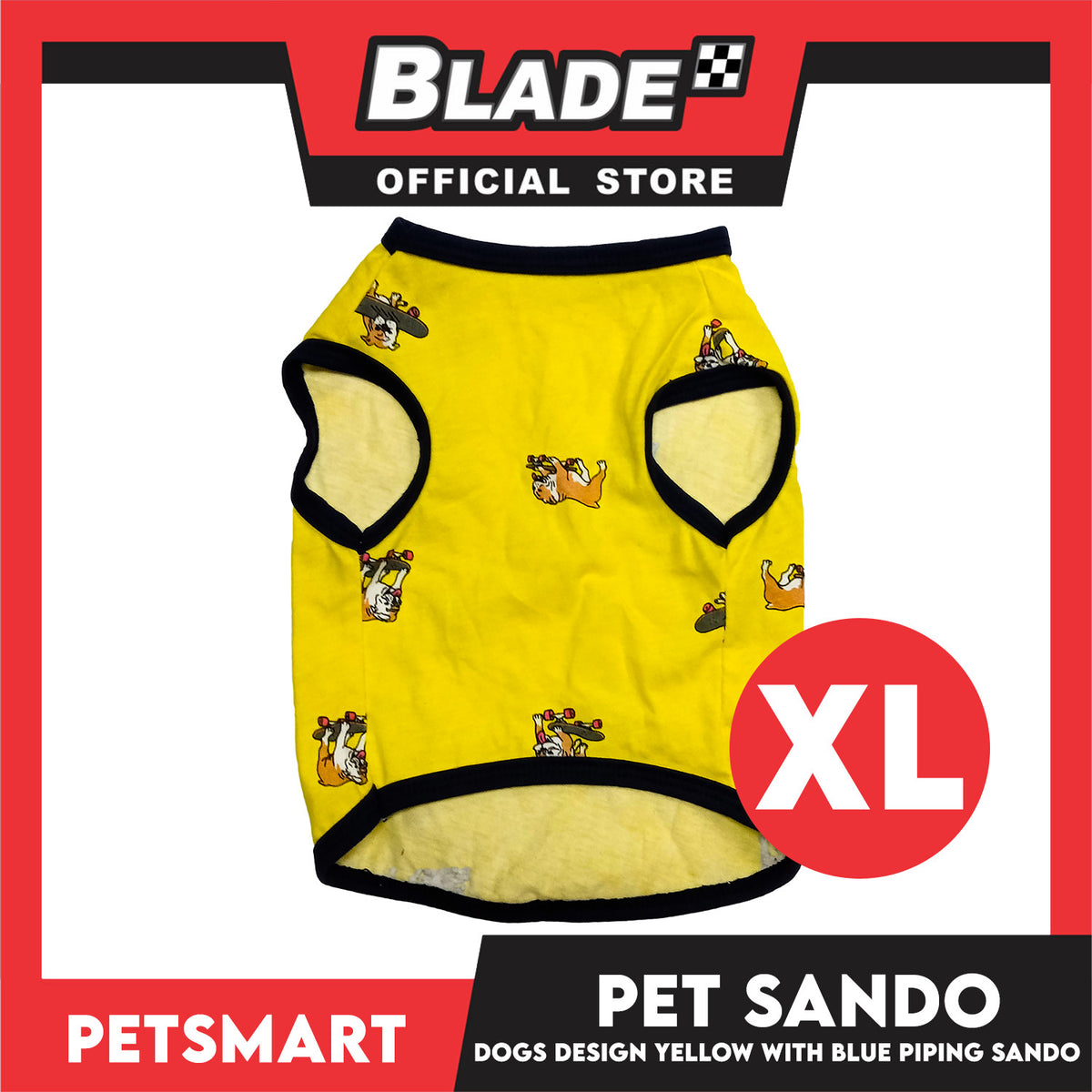 Pet Sando Yellow with Blue Piping Sando, XL Size (DG-CTN207XL)