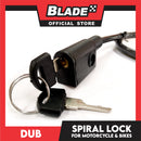 Dub Bike Lock 420 Security Spiral Lock Square with 2 Keys (Black)