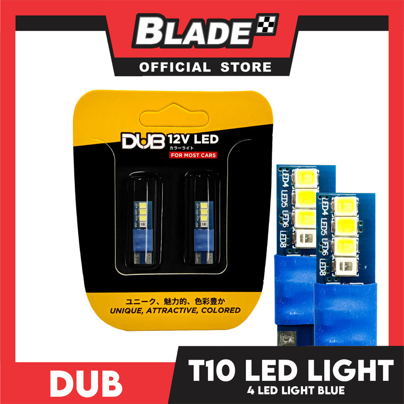 Dub Automotive Car LED Light T10 12V Flat Type 4 LED (Light Blue)