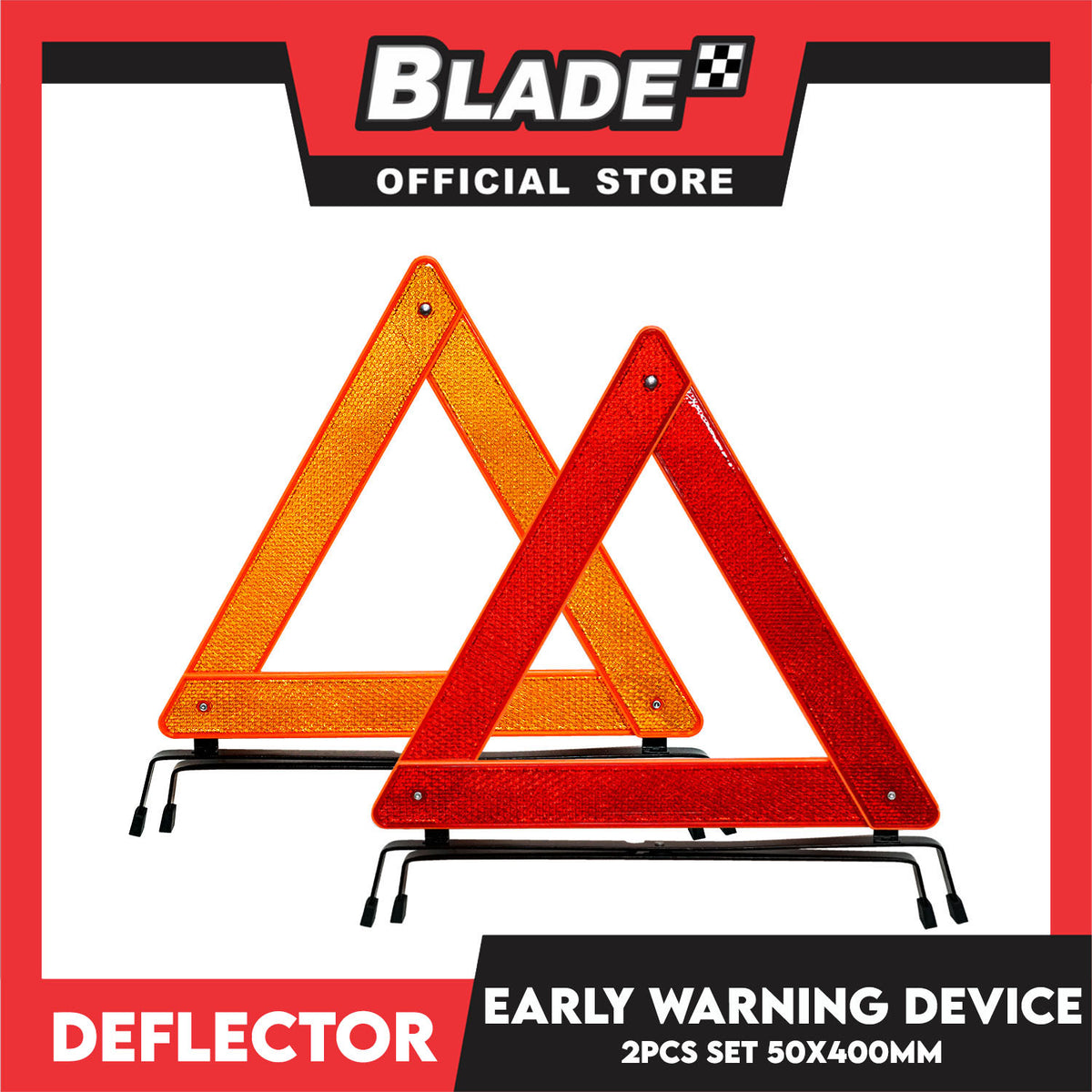 2pcs Deflector E1 Euro Mark Standard Early Warning Triangle DWT-117 Panel Width 50mm x 400mm