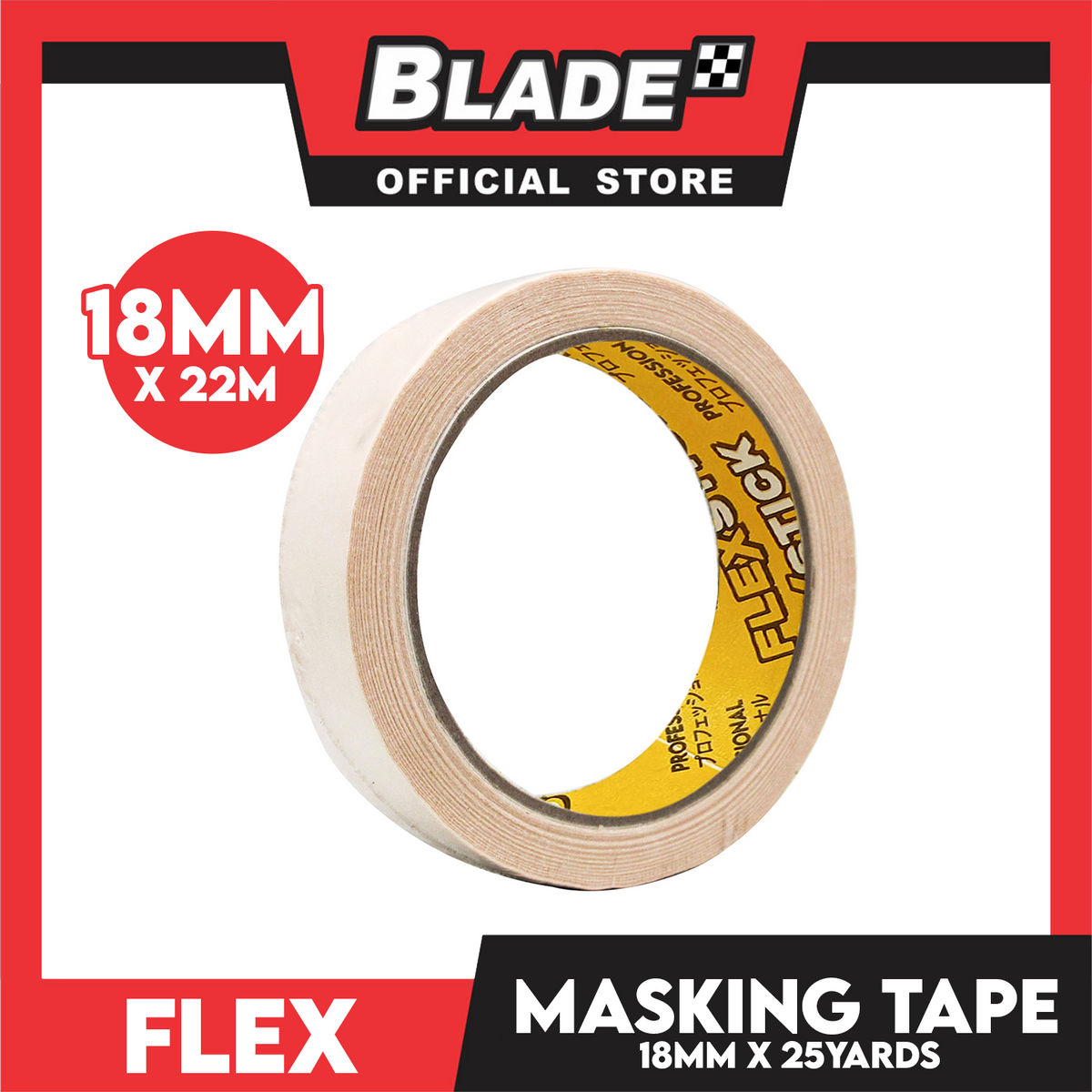 Flex Tape Masking Tape 12mm x 25yards (Beige) General Purpose for Home and Office use