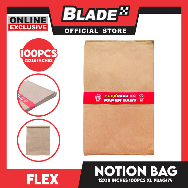 Flex Notion Bag Flat Bottom 100pcs XL 12x18 inches PBAG174 Kraft Paper Bag