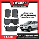 Rabee Car Matting for Toyota Fortuner 1st-3rd Row 2015-2020 (Black) Deep Dish Matting