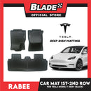 Rabee Car Matting for Tesla Model Y 1st-2nd Row 2021+ (Black) Deep Dish Matting