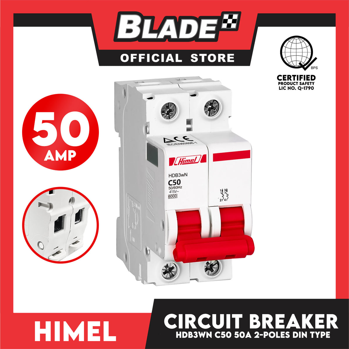 Himel Miniature Circuit Breaker HDB3WN C50 50A 2P Din Type