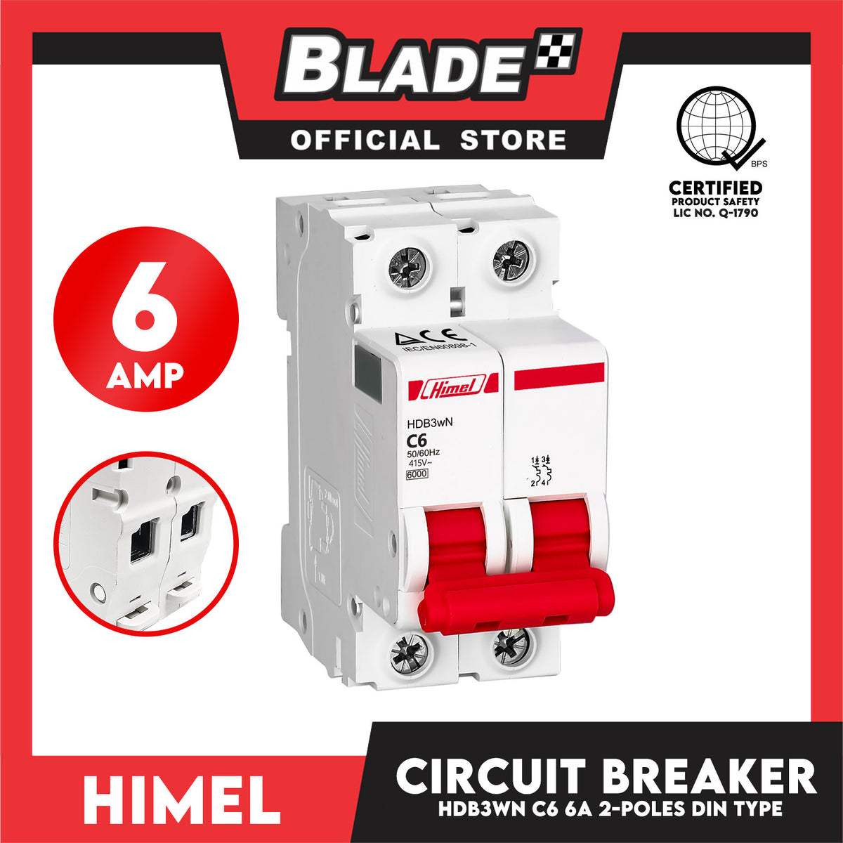 Himel Miniature Circuit Breaker HDB3WN C6 6A 2P Din Type