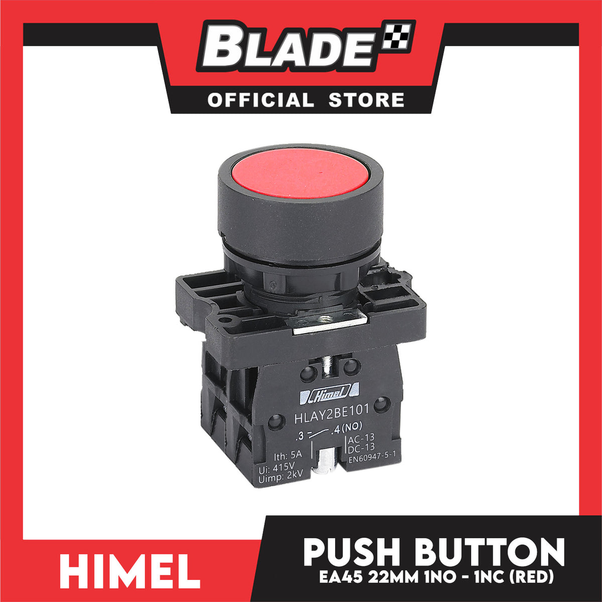 Himel Push Button 22mm EA45 1NO - 1NC (Red)