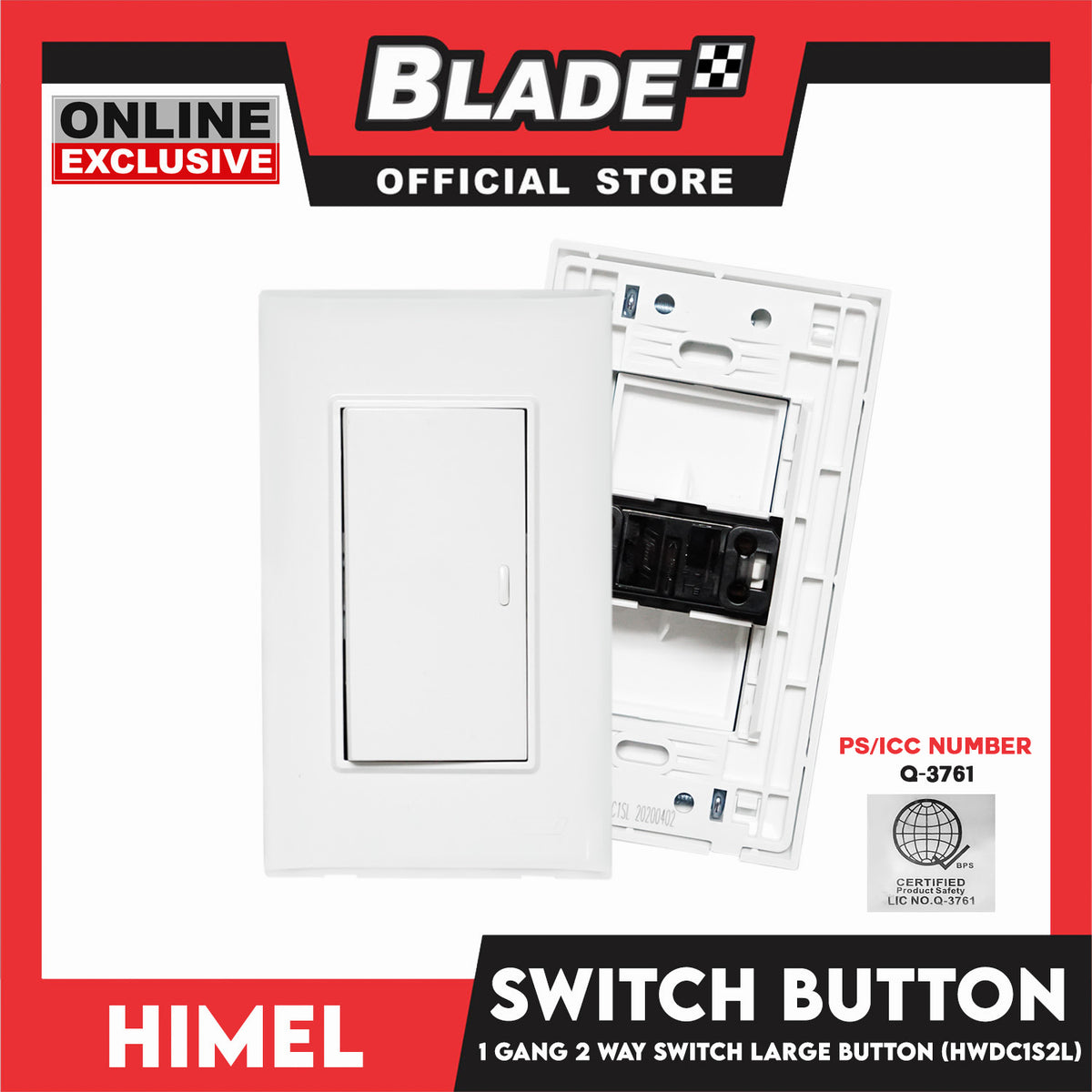 Himel 1 Gang 2 Way Switch Large Button HWDC1S2L