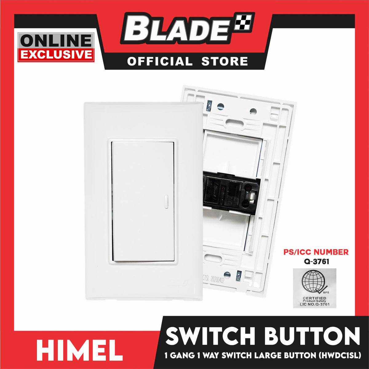 Himel 1 Gang 1 Way Switch Large Button HWDC1SL