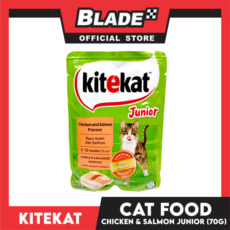 12pcs Kitekat Wet Cat Food in Pouch Junior 70g (Chicken and Salmon)