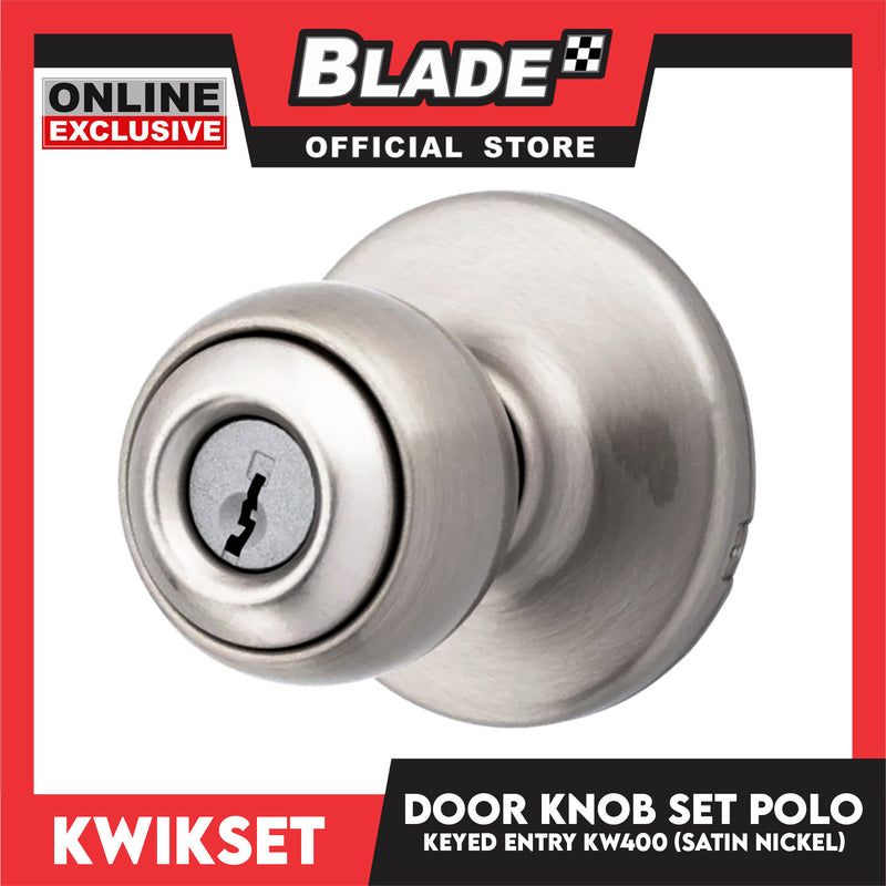 Kwikset Keyed Entry KW400 Door Knob Set Polo (Satin Nickel)