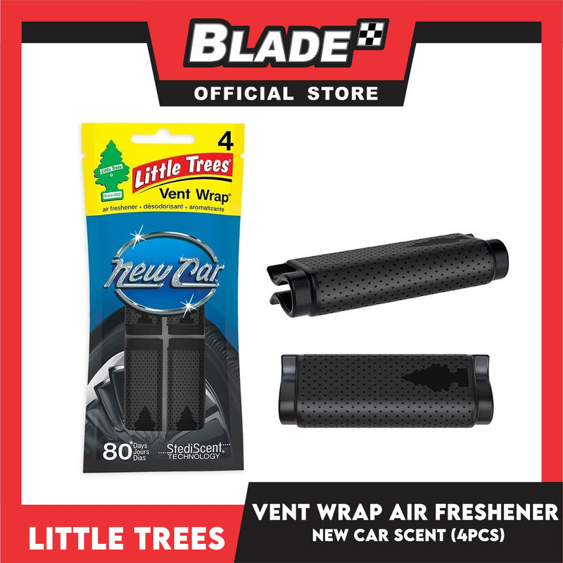 Little Trees Vent Wrap Air Freshener 4pcs (New Car Scent) Provides Long-Lasting Scent, Slip On Vent Wrap Car Air Freshener
