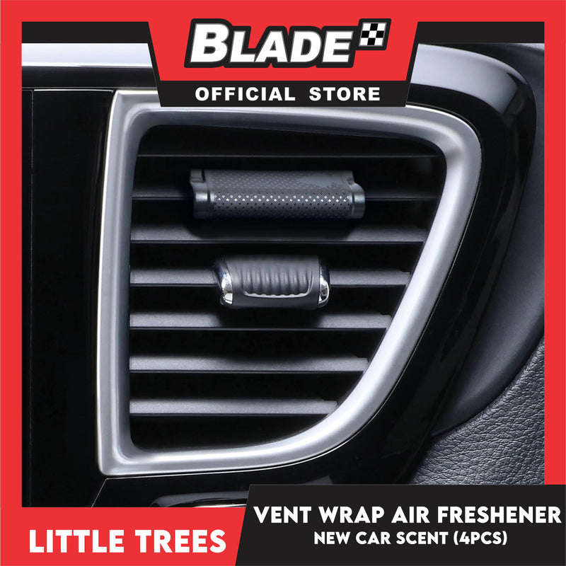 Little Trees Vent Wrap Air Freshener 4pcs (New Car Scent) Provides Long-Lasting Scent, Slip On Vent Wrap Car Air Freshener