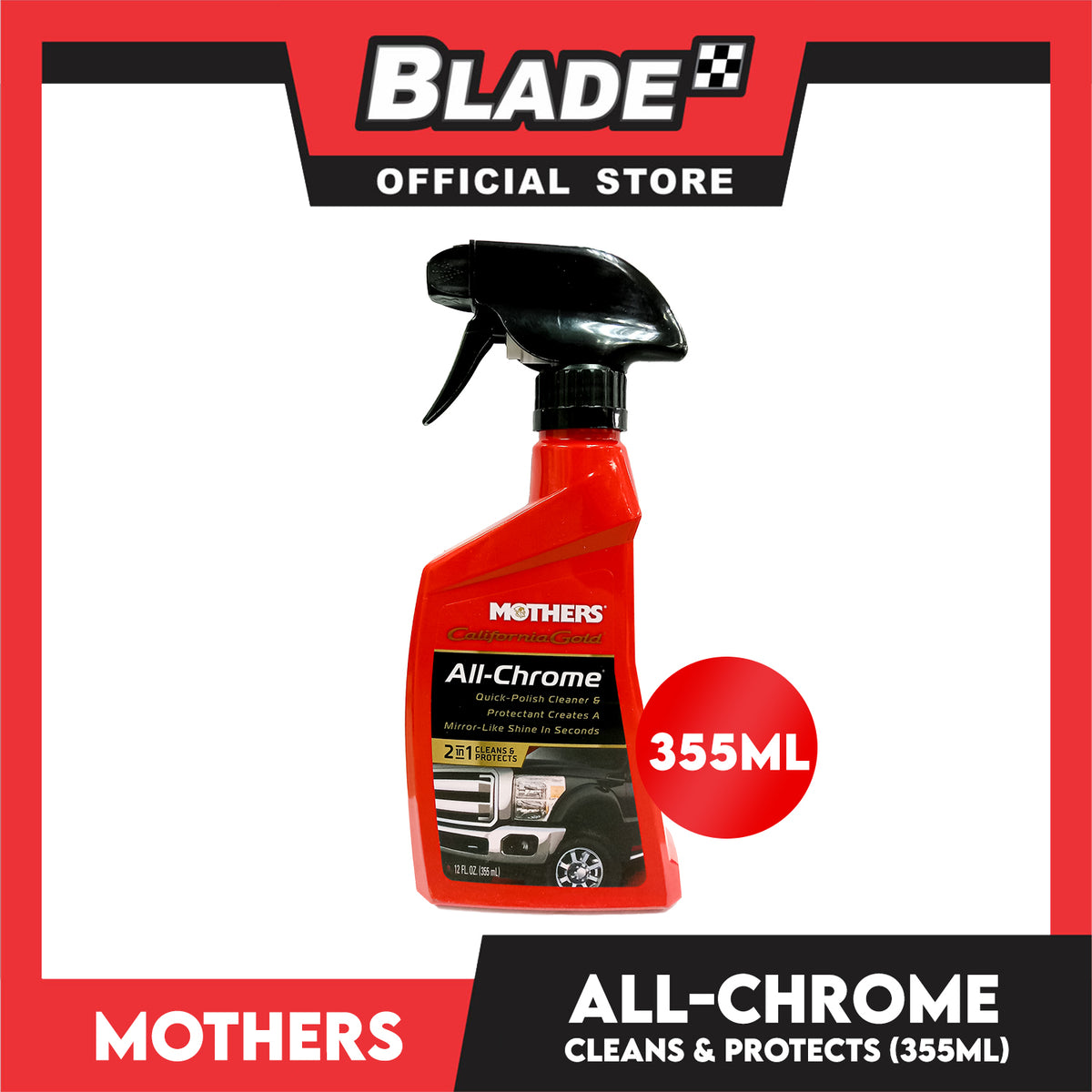 Mothers California Gold All-Chrome 05222 355ml Quick-Polish Cleaner And Protectant