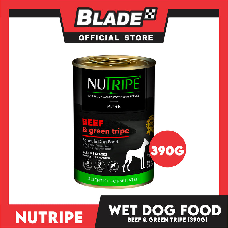 Nutripe Naturally Nourishing Nutrition Pure Beef And Green Tripe Formula Dog Food, Grain Free 390g Canned Food For Dog Adult, Dog Wet Food