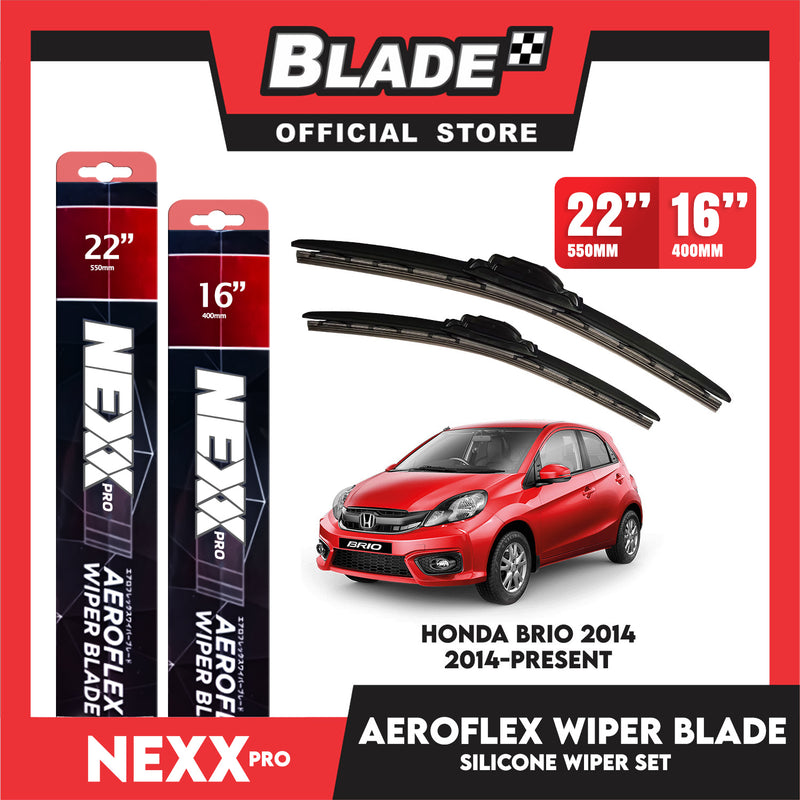Nexx Pro Aeroflex Silicone Wiper Blade Set for for Honda Brio 2014-Present (22''/16'')