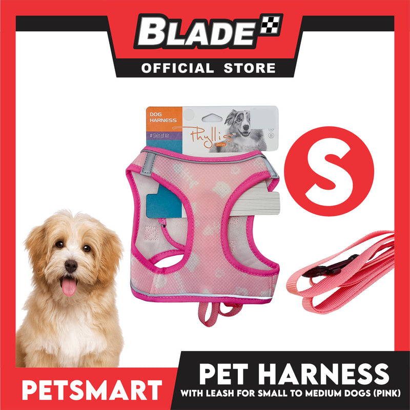 Pet Harness Pattern Design with Leash for Dogs Small Size (Pink)