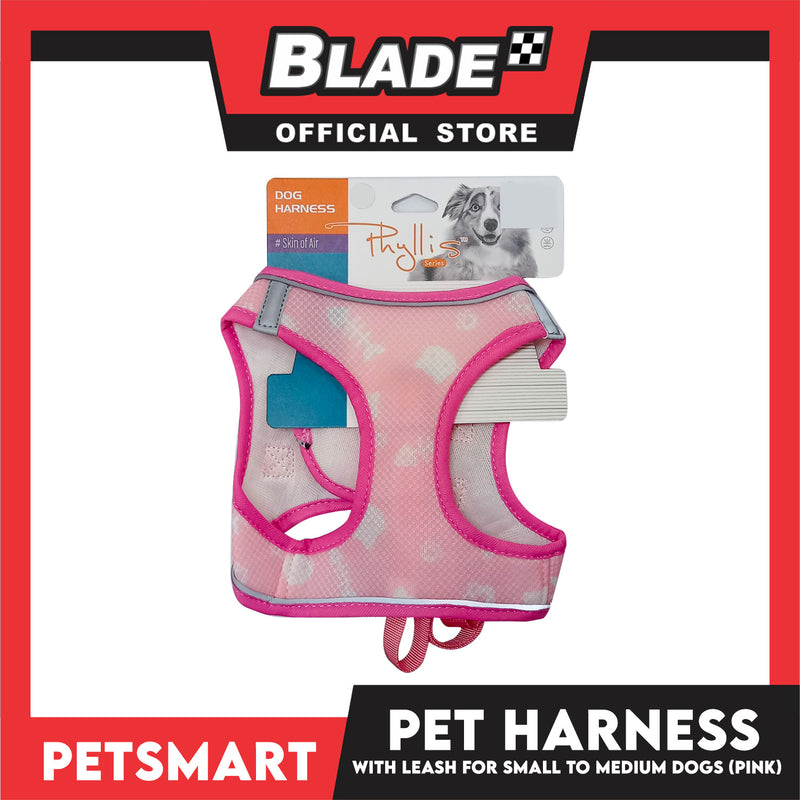 Pet Harness Pattern Design with Leash for Dogs Small Size (Pink)