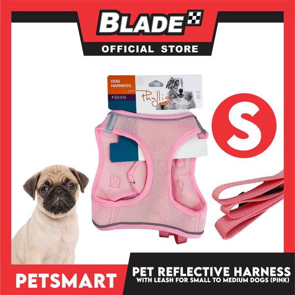 Pet Reflective Harness with Leash for Dogs Small Size (Pink)