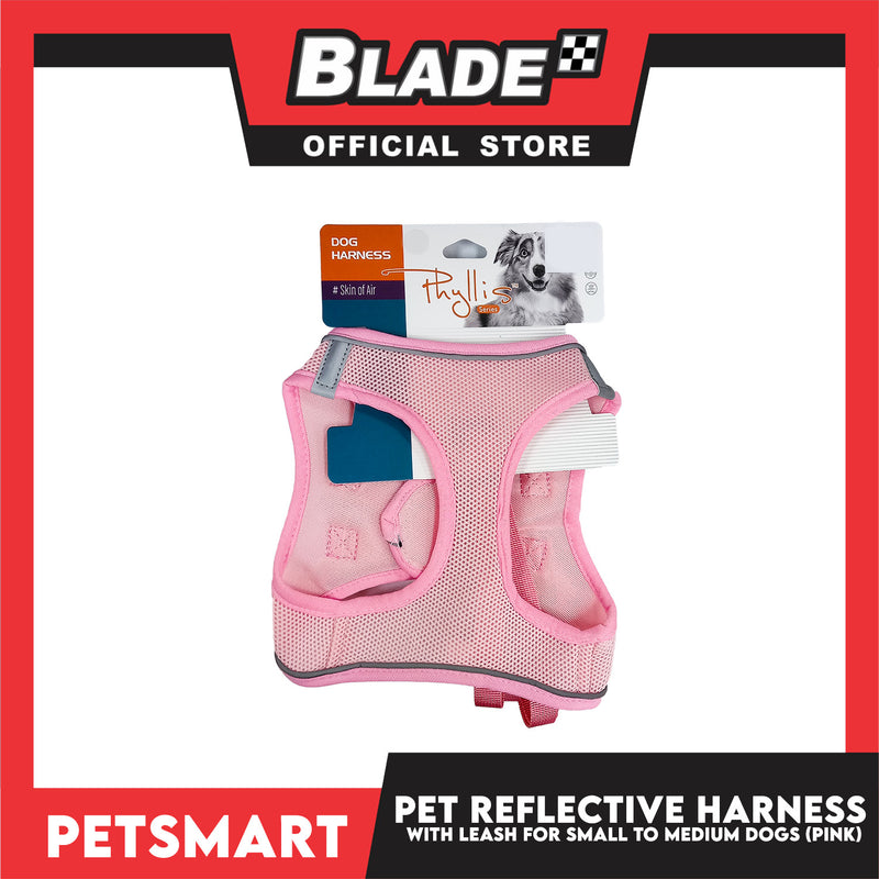 Pet Reflective Harness with Leash for Dogs Small Size (Pink)