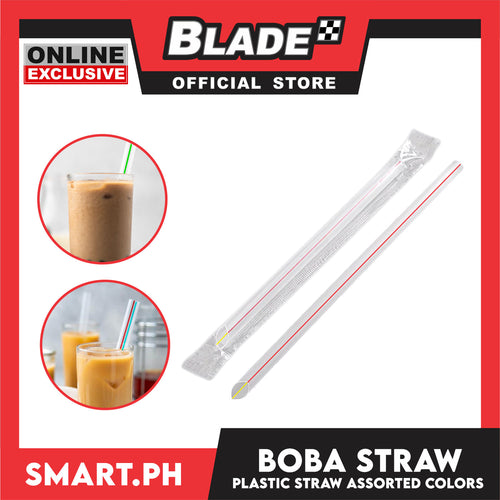 50pcs 21cm Boba Bubble Tea Plastic Straw, Smoothie, Milk Tea Milkshake(Assorted Colors with Stripe)