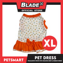 Pet Dress Polkadots White with Orange Color Skirt and Ribbon Design, XL Size (DG-CTN200XL)