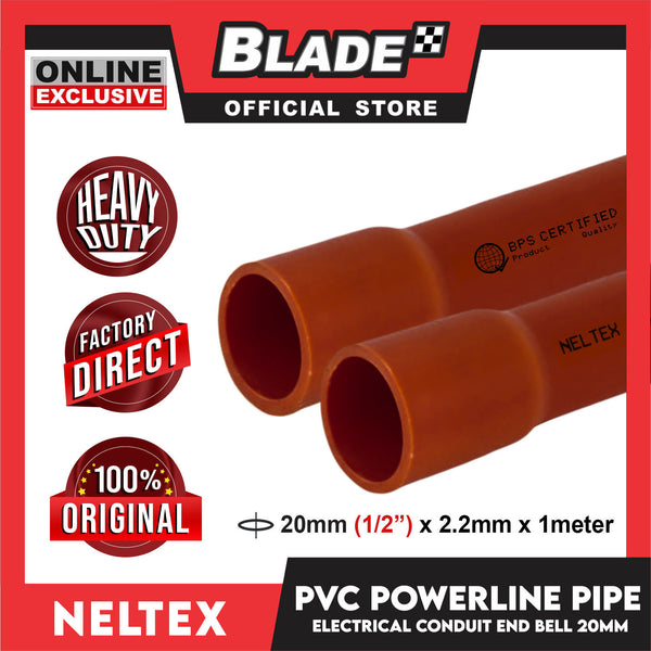 Neltex PVC Powerline Electrical Conduit Pipe Bell End 20mm x 1meter